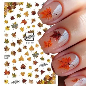 pegatinas 3d otoño invierno seco rojo dorado marrón hojas de arce calcomanías para decoración de uñas pegatinas para uñas arte manicura puntas decoraciones
