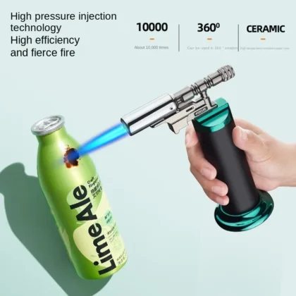 Potente pistola de soldar de Metal a prueba de viento, antorcha de chorro de llama azul, encendedor de Gas, cigarro al aire libre, barbacoa, cocina, butano recargable