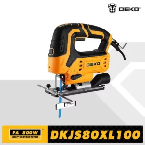 deko sierra eléctrica dkjs80xl100, herramienta de carpintería, 220v, 800w, con llave, guía, regla, hoja de sierra